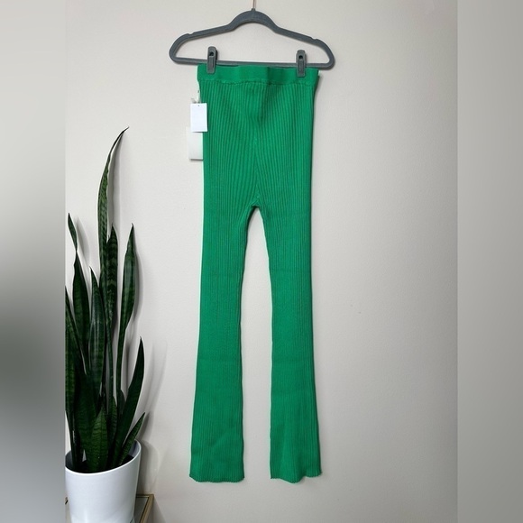 GOOD AMERICAN leggings green ribbed pull on flare pants 2X/3X NWT - Picture 7 of 10